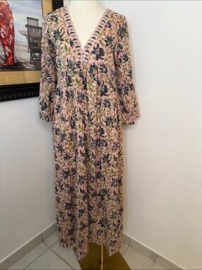 The Fox and The Mermaid Blush Pink Floral V-Neck Maxi Dress